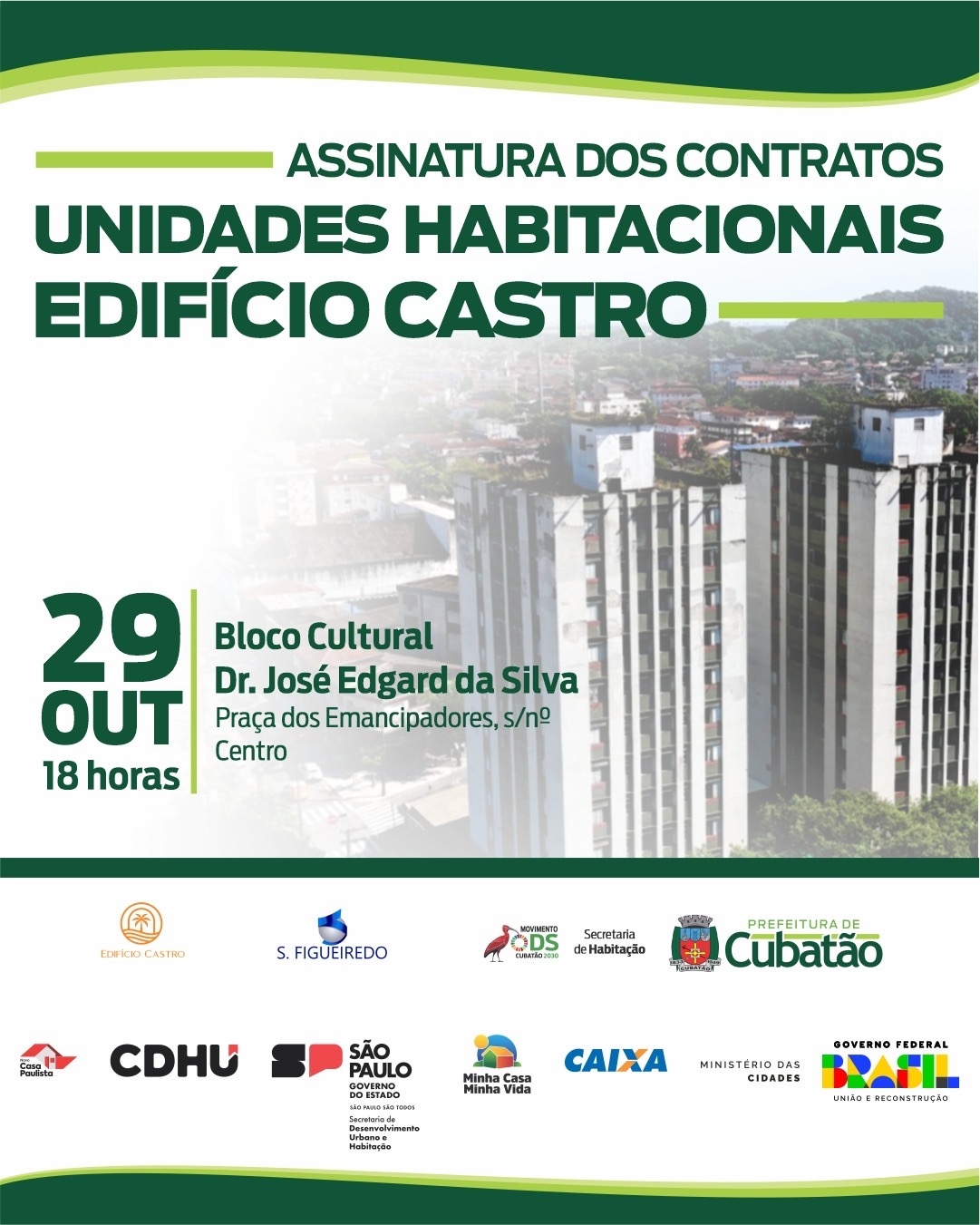 EDIFÍCIO CASTRO: NOVA HISTÓRIA COMEÇA EM CUBATÃO COM ASSINATURA DOS CONTRATOS NESTA QUARTA (29)