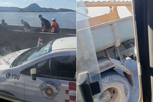 Ciclista morre após acidente com caminhão em ponte de São Vicente (SP).