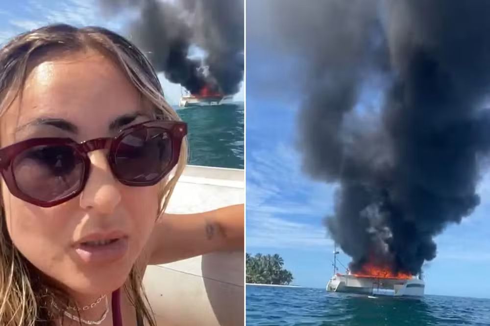 Brasileiros escapam de naufrágio e incêndio em ilha paradisíaca no Caribe.