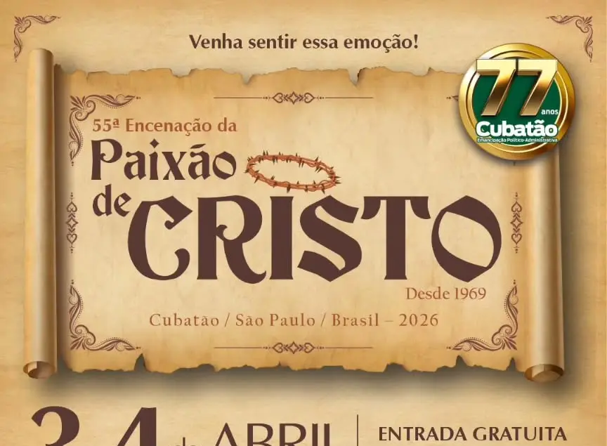 Cubatão apresenta a 55ª Encenação da Paixão de Cristo nesta sexta e sábado (3 e 4)