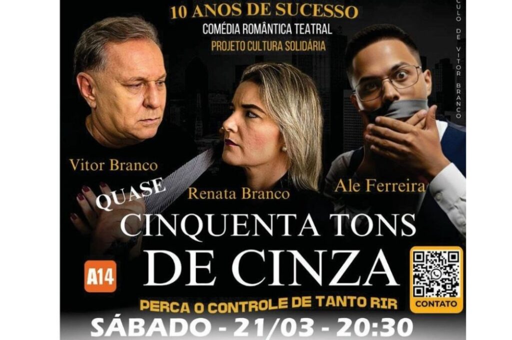 “Quase Cinquenta Tons de Cinza” será destaque no Teatro Municipal Zanzalá no sábado (21)