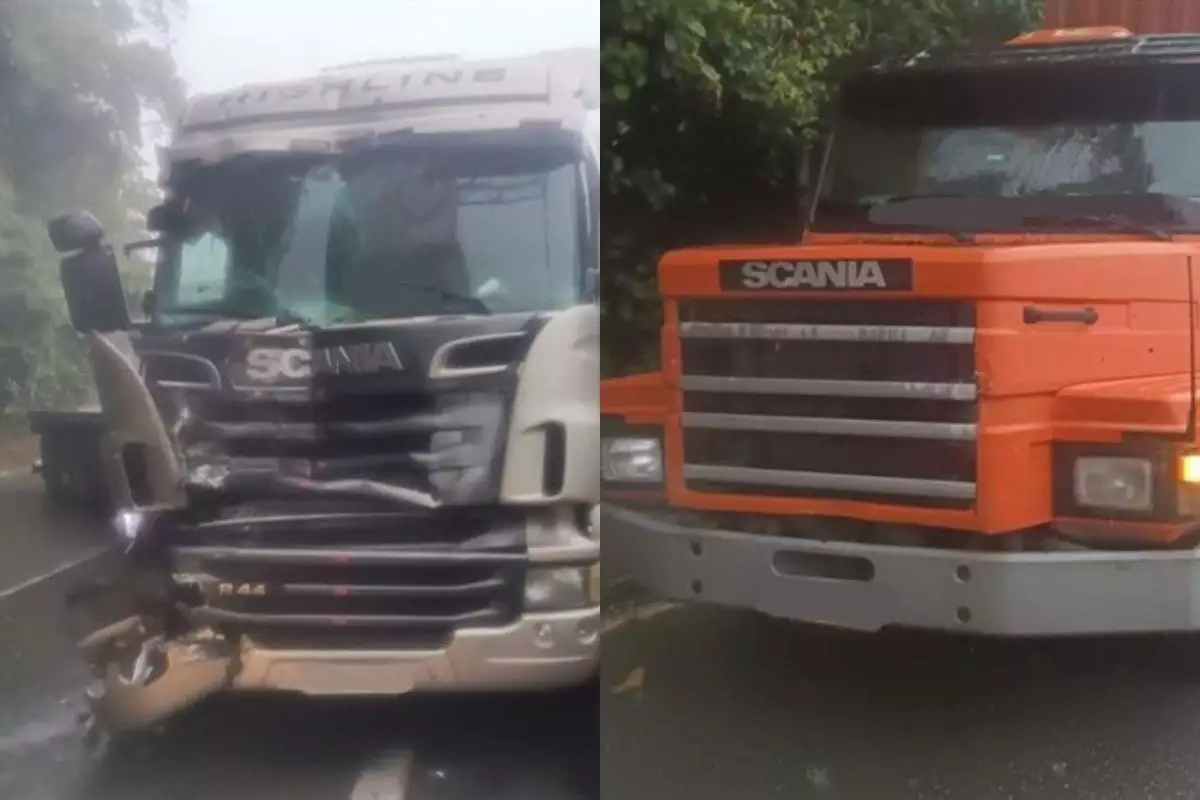 Batida entre carretas chegou a interditar Anchieta em Cubatão