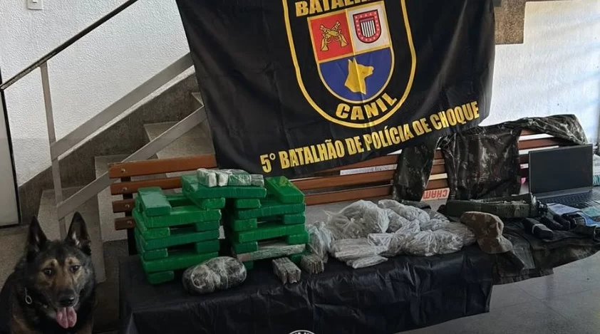Cão farejador localiza mais de 24 kg de drogas durante operação em Cubatão