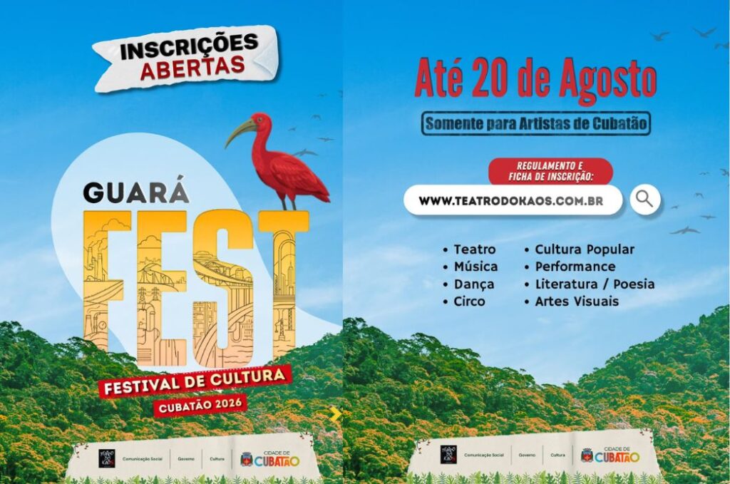Cubatão abre inscrições para artistas participarem da 2ª edição do Guará Fest